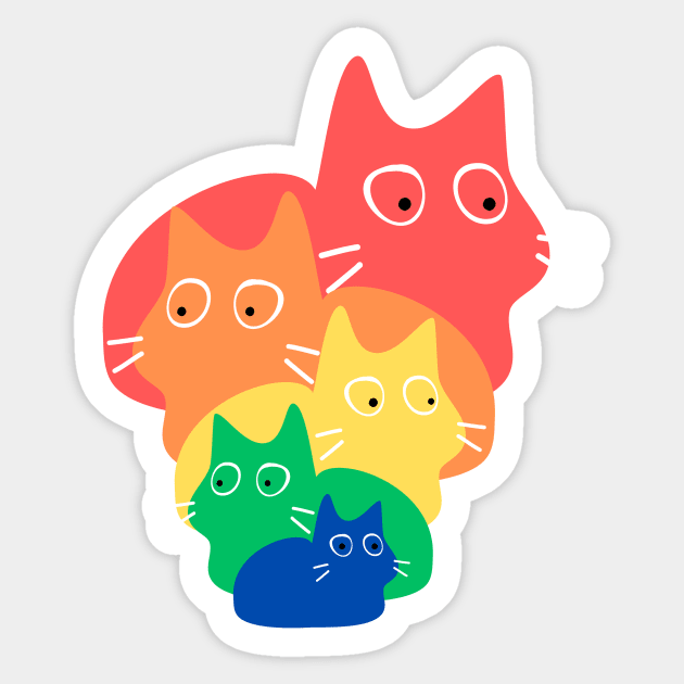 Doodle Rainbow Cats Sticker by The WYLD Tribe